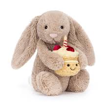 Jellycat Bashful Beige Bunny Birthday Plush Toy – Soft Gift for Kids